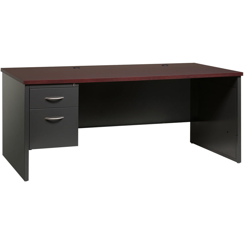 Lorell Fortress Modular Series Left - Pedestal Desk with Laminate Top and Industrial Grade Charcoal Steel Construction 72"W x 36"D (LLR - LLR7914X - LEFT) - SchoolOutlet