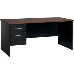 Lorell Fortress Modular Series Left-Pedestal Desk with Walnut Laminate Top and Industrial Grade Black Steel Construction 66"W x 30" D (LLR-LLR7915X-LEFT)