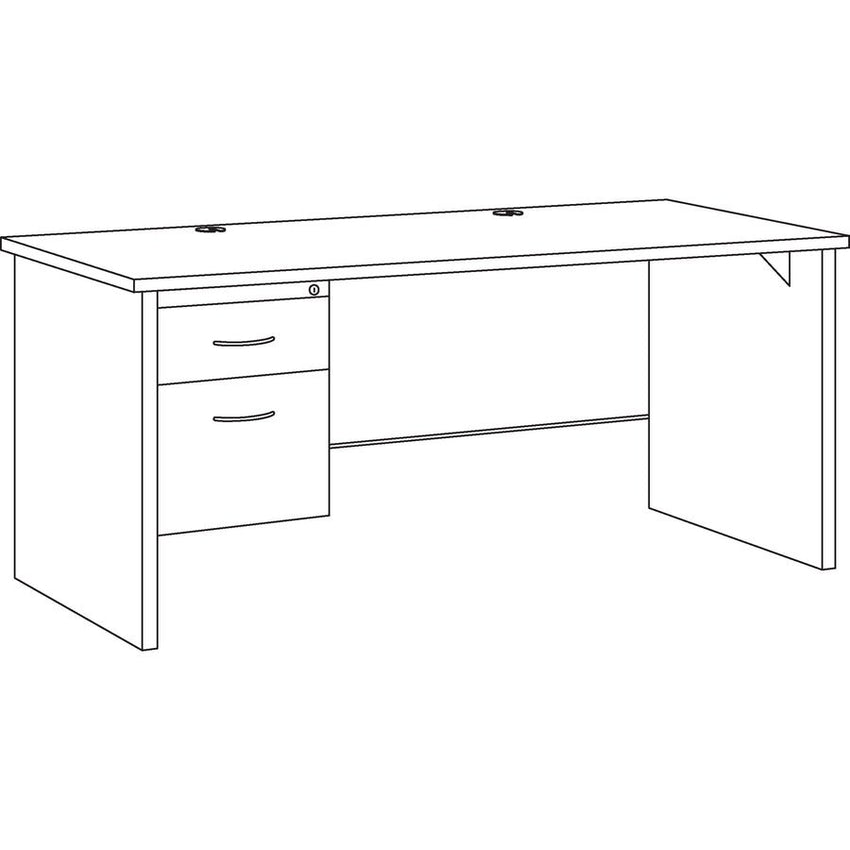 Lorell Fortress Modular Series Left - Pedestal Desk with Walnut Laminate Top and Industrial Grade Black Steel Construction 66"W x 30" D (LLR - LLR7915X - LEFT) - SchoolOutlet