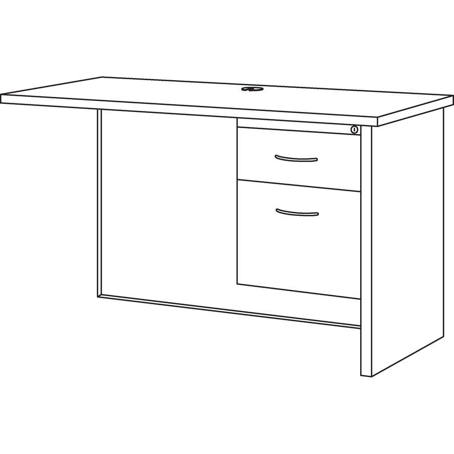 Lorell Fortress Modular Series Right - Pedestal Return Laminate Top and Industrial Grade Black Steel Construction 48"W x 24"D (LLR - LLR7915X - RIGHT) - SchoolOutlet