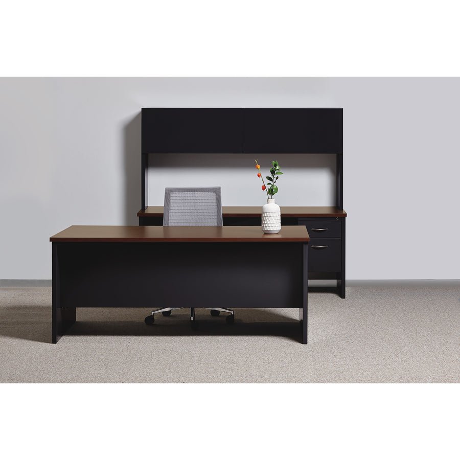 Lorell Fortress Modular Series Right - Pedestal Return Laminate Top and Industrial Grade Black Steel Construction 48"W x 24"D (LLR - LLR7915X - RIGHT) - SchoolOutlet