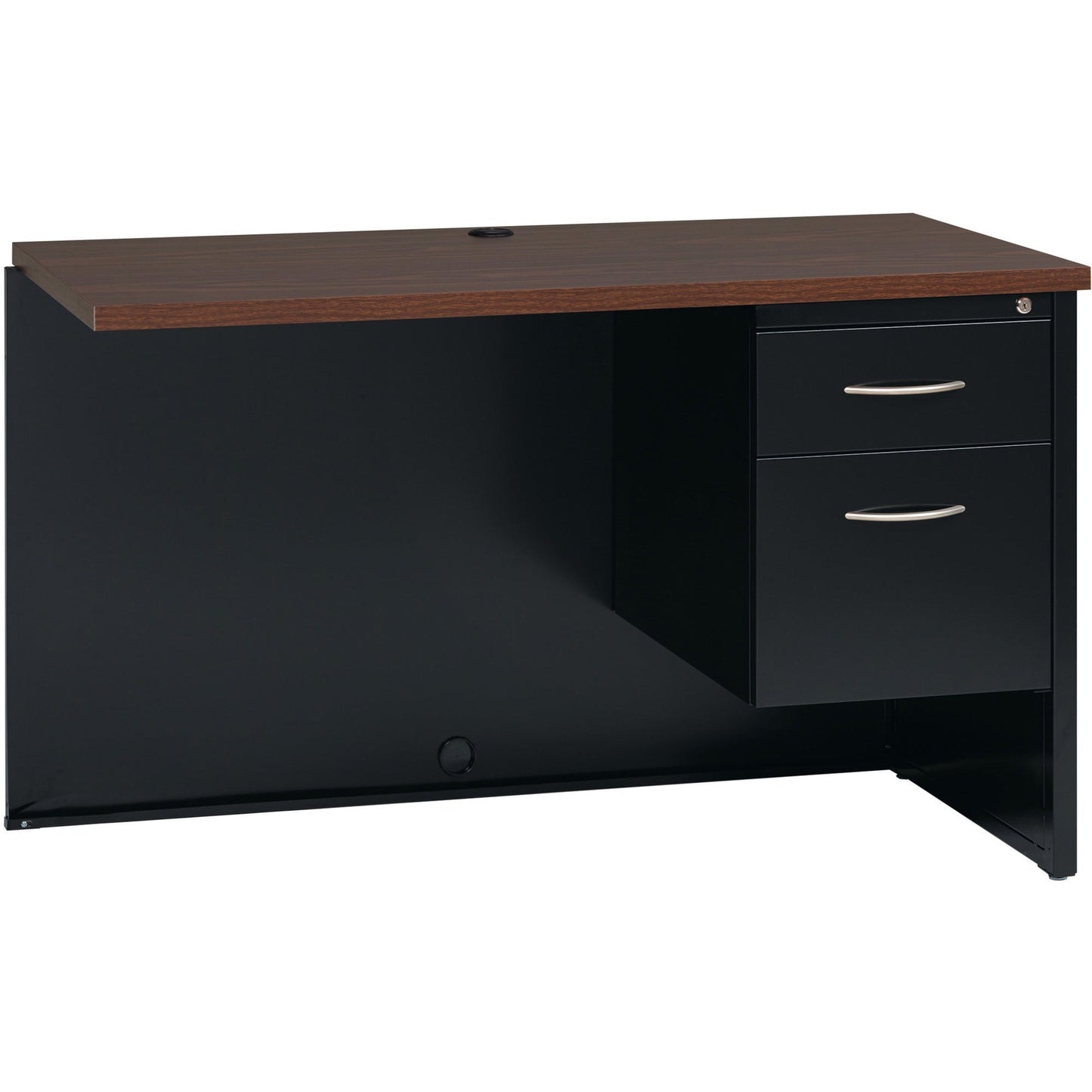 Lorell Fortress Modular Series Right - Pedestal Return Laminate Top and Industrial Grade Black Steel Construction 48"W x 24"D (LLR - LLR7915X - RIGHT) - SchoolOutlet