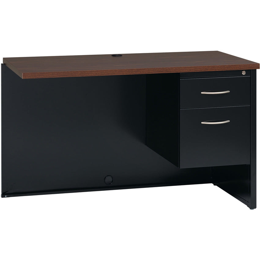 Lorell Fortress Modular Series Right - Pedestal Return Laminate Top and Industrial Grade Black Steel Construction 48"W x 24"D (LLR - LLR7915X - RIGHT) - SchoolOutlet