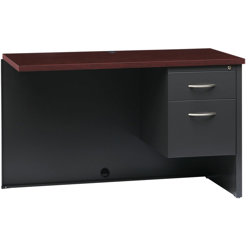 Lorell Fortress Modular Series Right - Pedestal Return Laminate Top and Industrial Grade Black Steel Construction 48"W x 24"D (LLR - LLR7915X - RIGHT) - SchoolOutlet