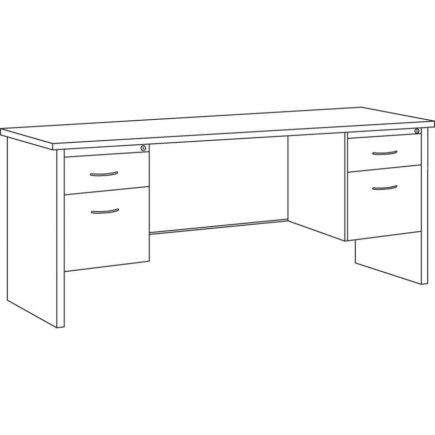 Lorell Fortress Modular Series Double - Pedestal Credenza with Laminate Top and Industrial Grade Black Steel Construction 72"W x 24"D (LLR - LLR7915X - DBL) - SchoolOutlet