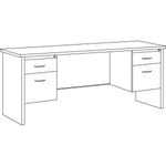 Lorell Fortress Modular Series Double - Pedestal Credenza with Laminate Top and Industrial Grade Black Steel Construction 72