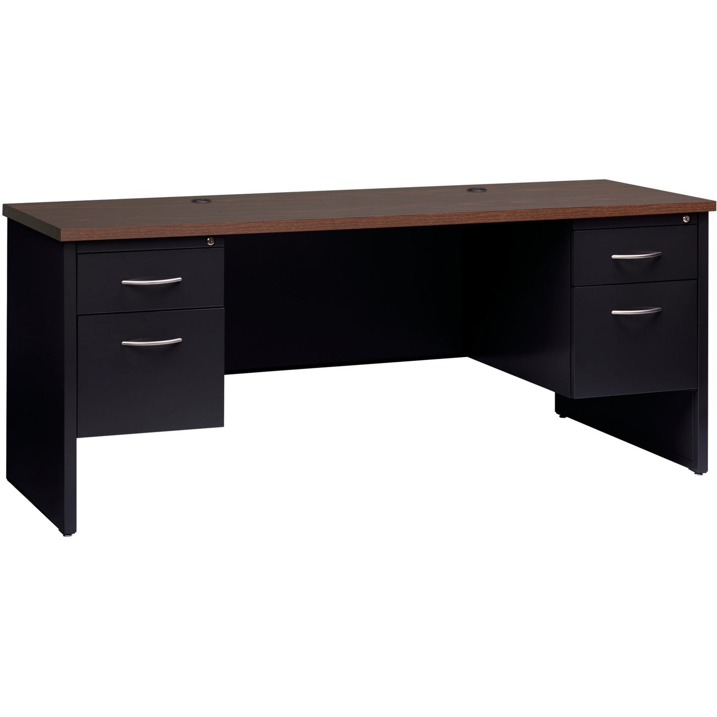 Lorell Fortress Modular Series Double - Pedestal Credenza with Laminate Top and Industrial Grade Black Steel Construction 72"W x 24"D (LLR - LLR7915X - DBL) - SchoolOutlet