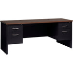 Lorell Fortress Modular Series Double - Pedestal Credenza with Laminate Top and Industrial Grade Black Steel Construction 72