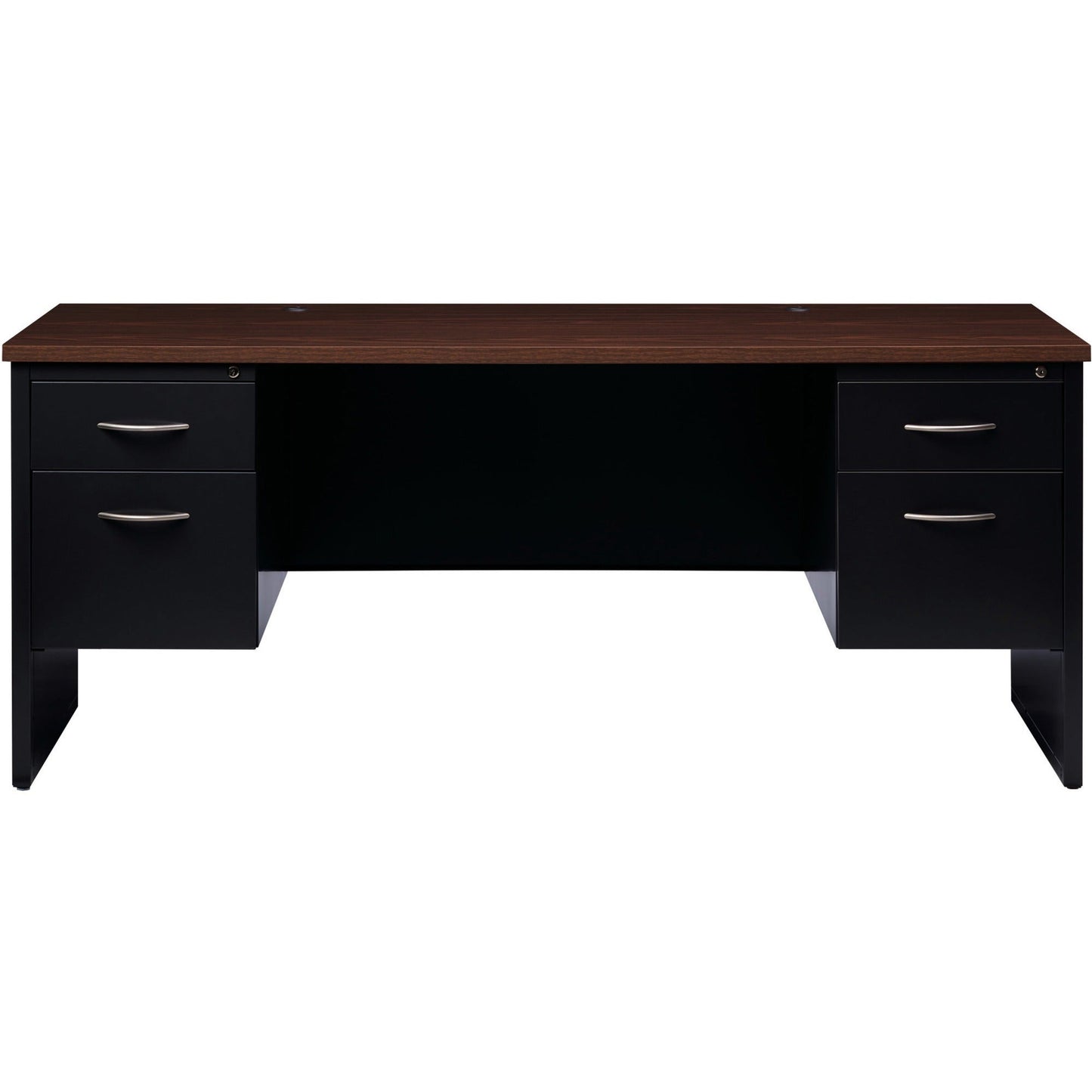 Lorell Fortress Modular Series Double - Pedestal Credenza with Laminate Top and Industrial Grade Black Steel Construction 72"W x 24"D (LLR - LLR7915X - DBL) - SchoolOutlet