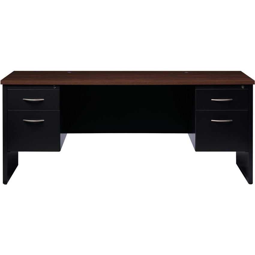 Lorell Fortress Modular Series Double - Pedestal Credenza with Laminate Top and Industrial Grade Black Steel Construction 72"W x 24"D (LLR - LLR7915X - DBL) - SchoolOutlet