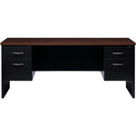Lorell Fortress Modular Series Double - Pedestal Credenza with Laminate Top and Industrial Grade Black Steel Construction 72