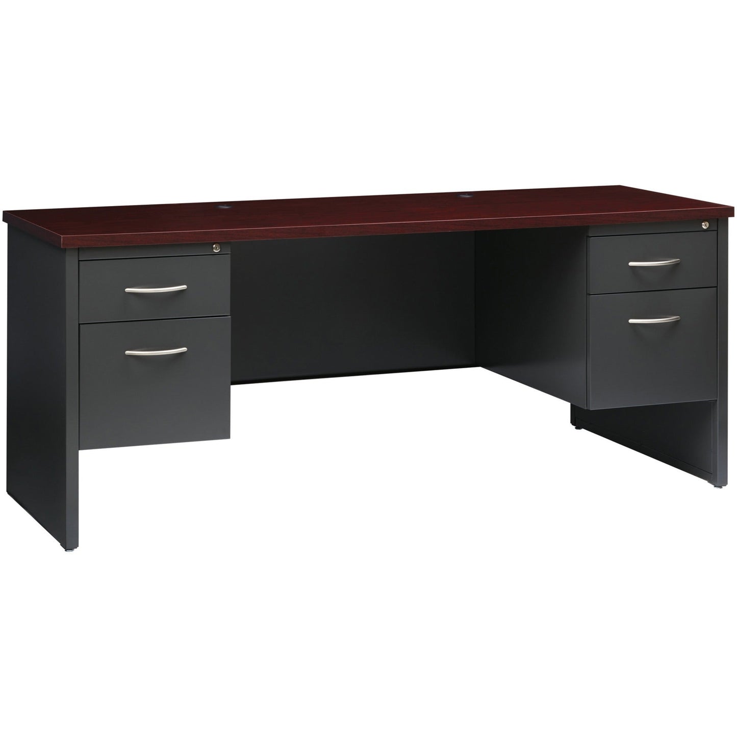 Lorell Fortress Modular Series Double - Pedestal Credenza with Laminate Top and Industrial Grade Black Steel Construction 72"W x 24"D (LLR - LLR7915X - DBL) - SchoolOutlet