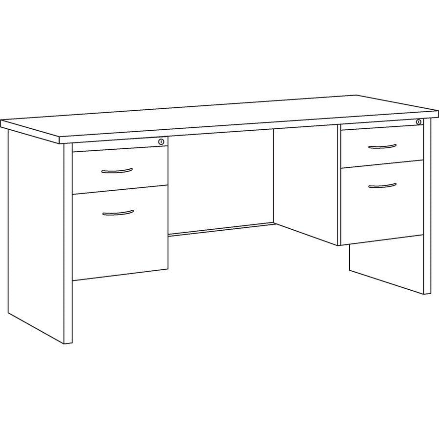 Lorell Fortress Modular Series Double - Pedestal Credenza with Laminate Top and Industrial Grade Black Steel Construction 60"W x 24"D (LLR - LLR7915X - 6024) - SchoolOutlet