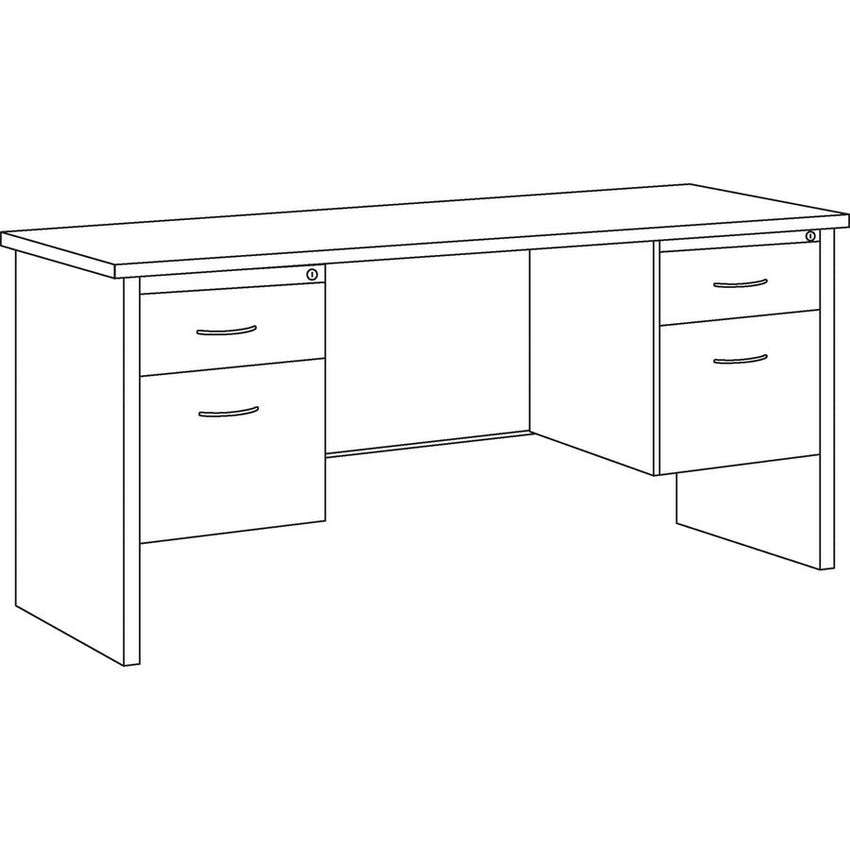 Lorell Fortress Modular Series Double - Pedestal Credenza with Laminate Top and Industrial Grade Black Steel Construction 60"W x 24"D (LLR - LLR7915X - 6024) - SchoolOutlet