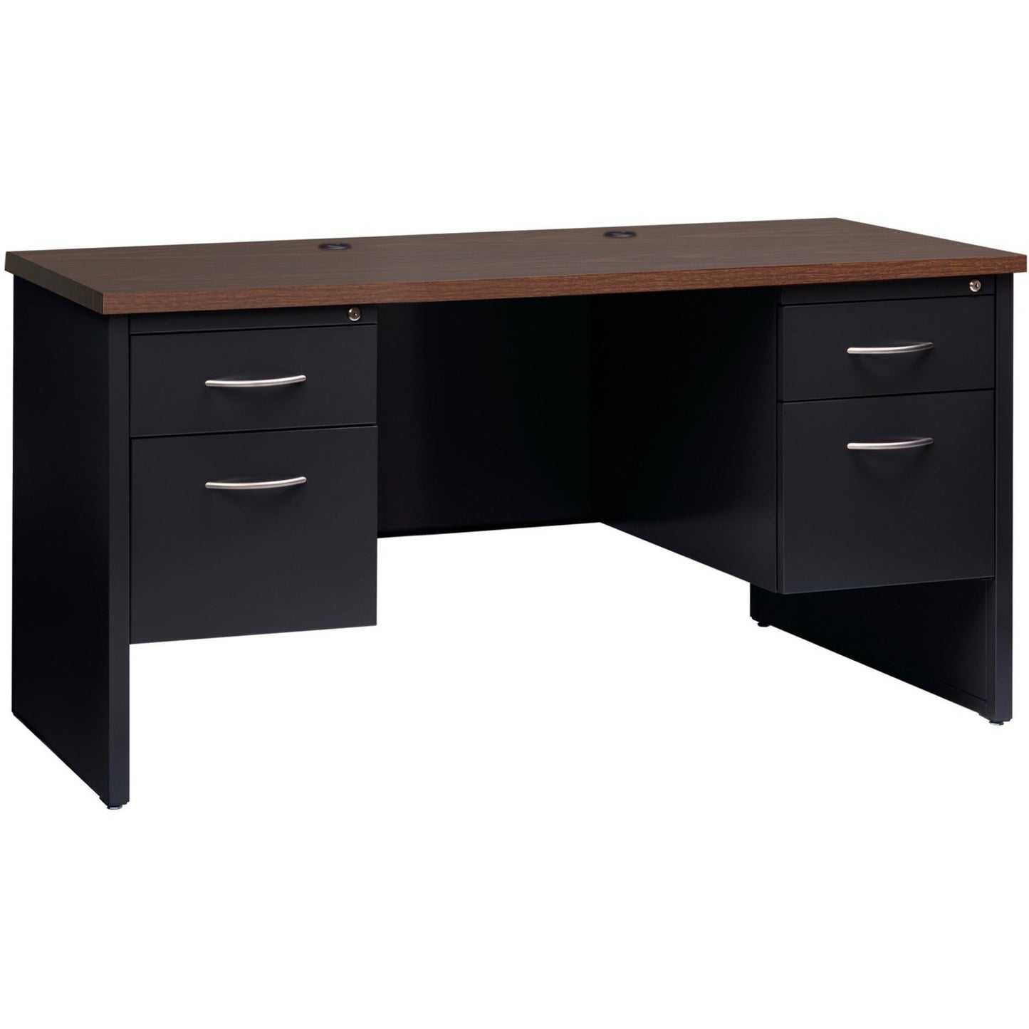 Lorell Fortress Modular Series Double - Pedestal Credenza with Laminate Top and Industrial Grade Black Steel Construction 60"W x 24"D (LLR - LLR7915X - 6024) - SchoolOutlet