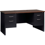 Lorell Fortress Modular Series Double - Pedestal Credenza with Laminate Top and Industrial Grade Black Steel Construction 60