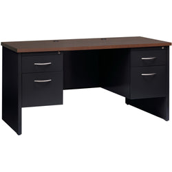 Lorell Fortress Modular Series Double-Pedestal Credenza with Laminate Top and Industrial Grade Black Steel Construction 60"W x 24"D (LLR-LLR7915X-6024)