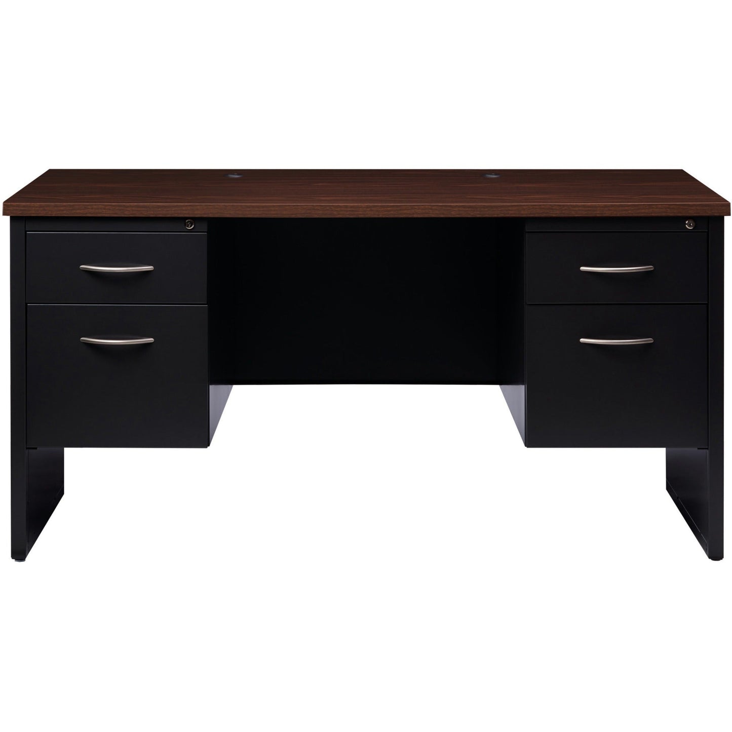Lorell Fortress Modular Series Double - Pedestal Credenza with Laminate Top and Industrial Grade Black Steel Construction 60"W x 24"D (LLR - LLR7915X - 6024) - SchoolOutlet