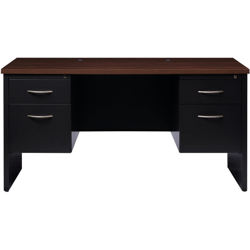 Lorell Fortress Modular Series Double - Pedestal Credenza with Laminate Top and Industrial Grade Black Steel Construction 60"W x 24"D (LLR - LLR7915X - 6024) - SchoolOutlet