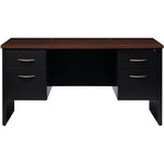Lorell Fortress Modular Series Double - Pedestal Credenza with Laminate Top and Industrial Grade Black Steel Construction 60