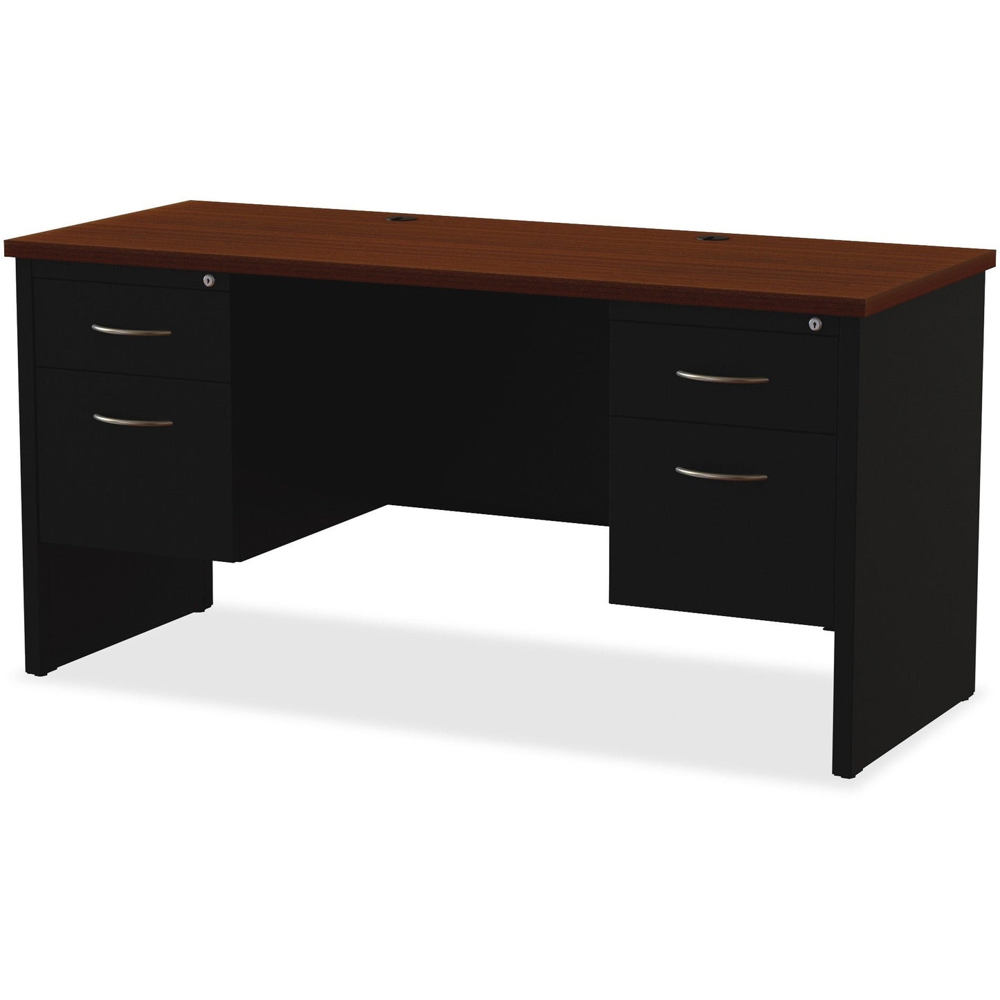 Lorell Fortress Modular Series Double - Pedestal Credenza with Laminate Top and Industrial Grade Black Steel Construction 60"W x 24"D (LLR - LLR7915X - 6024) - SchoolOutlet
