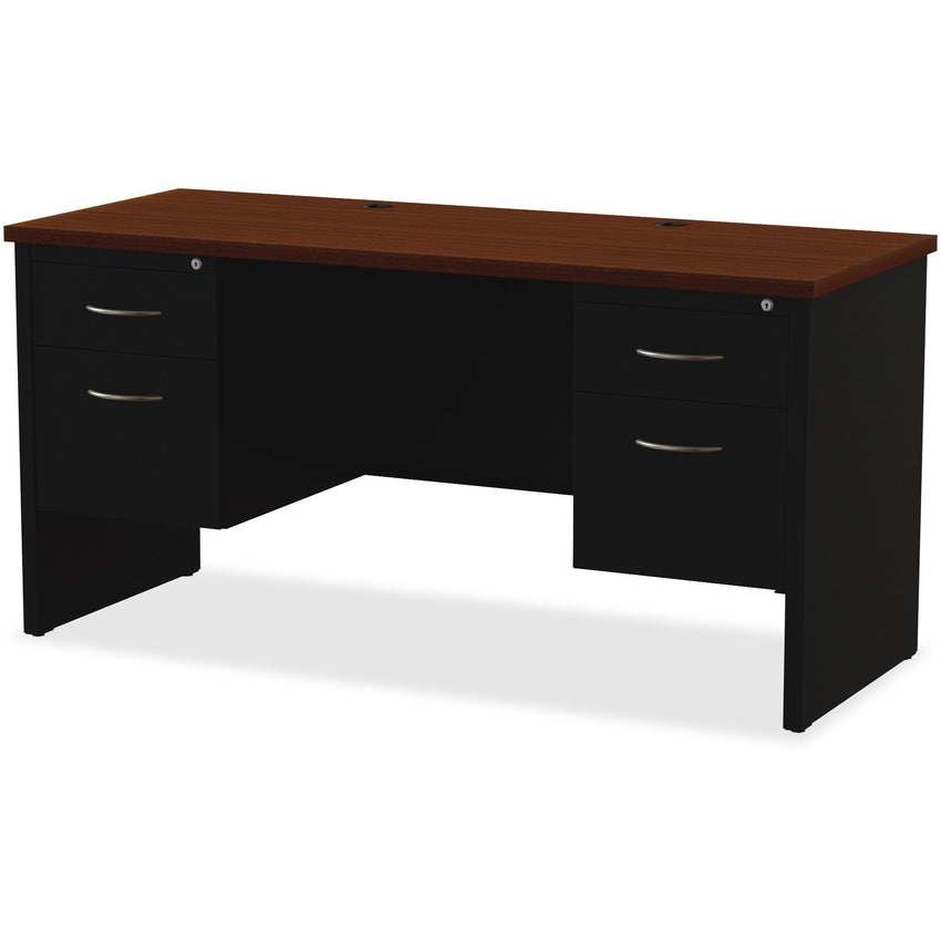 Lorell Fortress Modular Series Double - Pedestal Credenza with Laminate Top and Industrial Grade Black Steel Construction 60"W x 24"D (LLR - LLR7915X - 6024) - SchoolOutlet