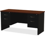 Lorell Fortress Modular Series Double - Pedestal Credenza with Laminate Top and Industrial Grade Black Steel Construction 60