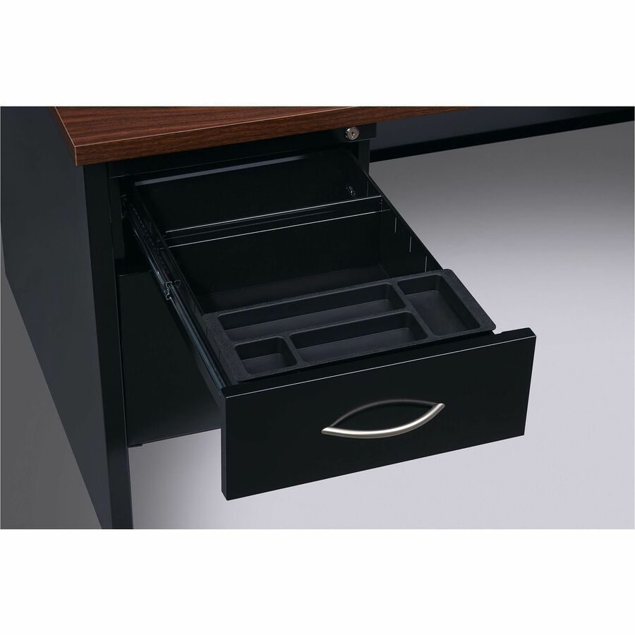 Lorell Fortress Modular Series Double - Pedestal Credenza with Laminate Top and Industrial Grade Black Steel Construction 60"W x 24"D (LLR - LLR7915X - 6024) - SchoolOutlet