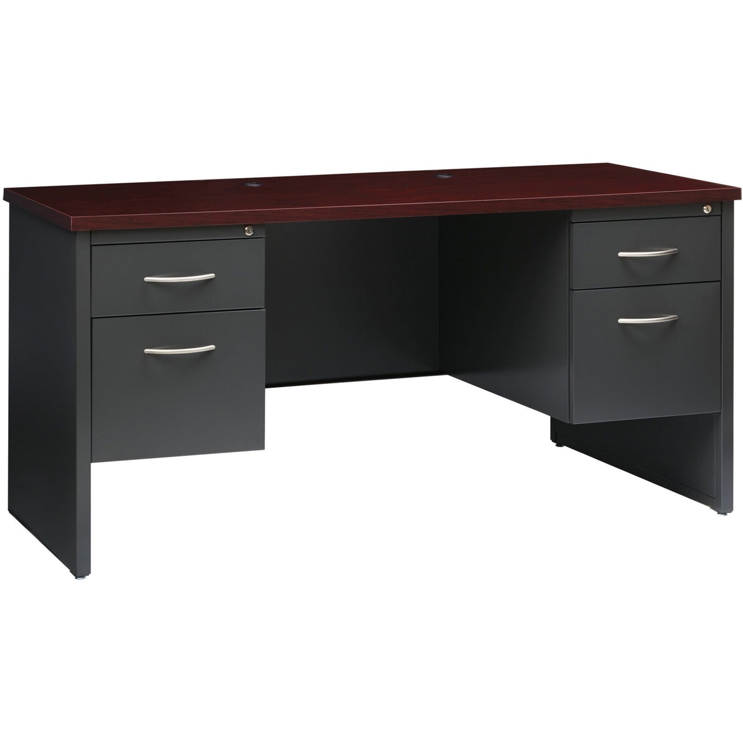 Lorell Fortress Modular Series Double - Pedestal Credenza with Laminate Top and Industrial Grade Black Steel Construction 60"W x 24"D (LLR - LLR7915X - 6024) - SchoolOutlet