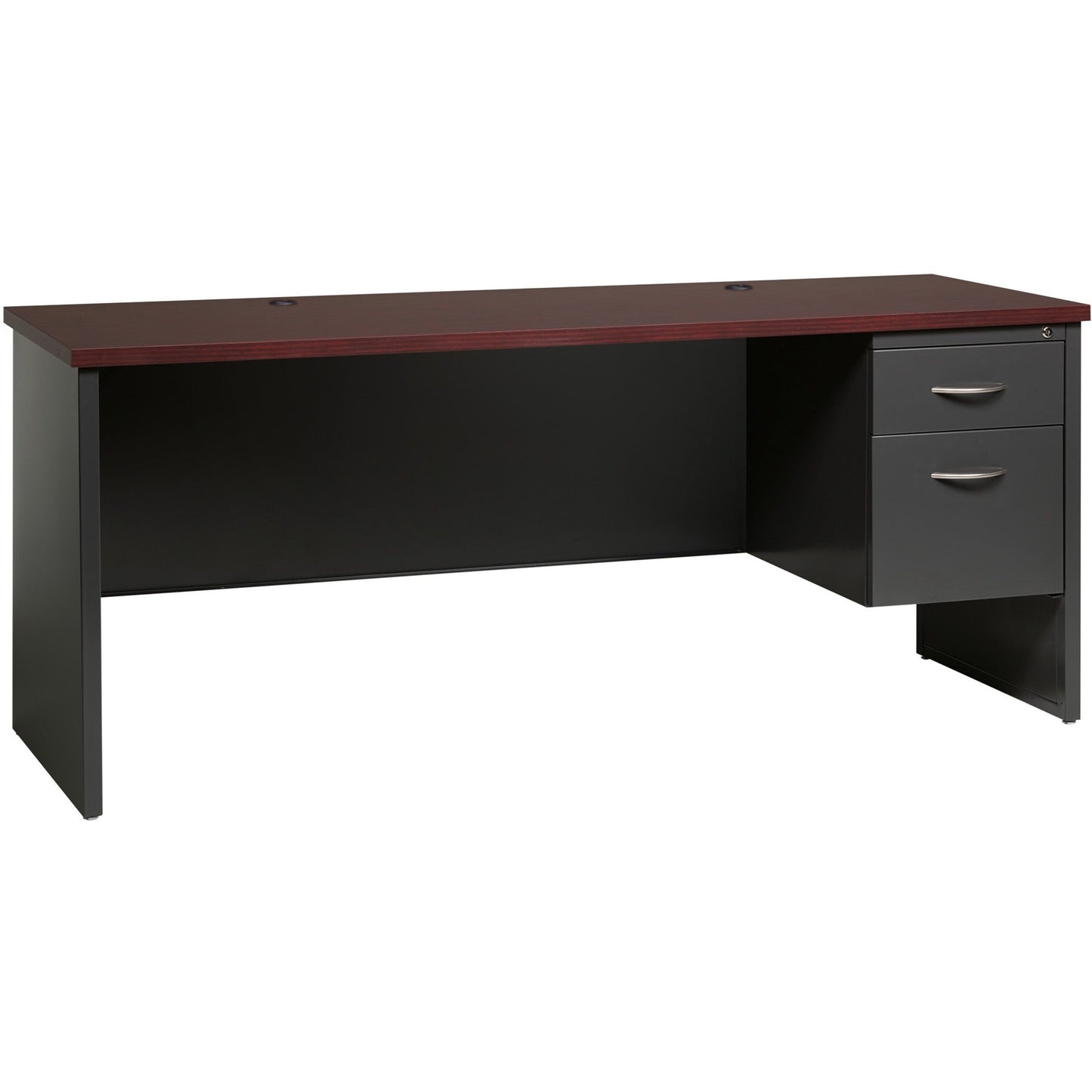Lorell Fortress Modular Series Right - Pedestal Credenza with Laminate Top and Industrial Grade Black Steel Construction 72"W x 24"D (LLR - LLR7916X - RIGHT) - SchoolOutlet