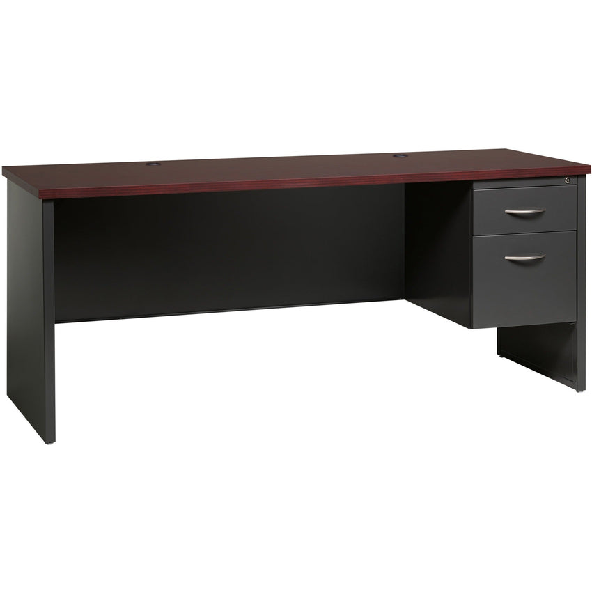 Lorell Fortress Modular Series Right - Pedestal Credenza with Laminate Top and Industrial Grade Black Steel Construction 72"W x 24"D (LLR - LLR7916X - RIGHT) - SchoolOutlet