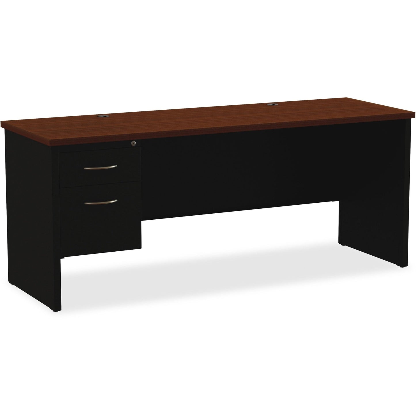 Lorell Fortress Modular Series Left - Pedestal Credenza with Laminate Top and Industrial Grade Black Steel Construction 72"W x 24"D (LLR - LLR7916X - 7224) - SchoolOutlet
