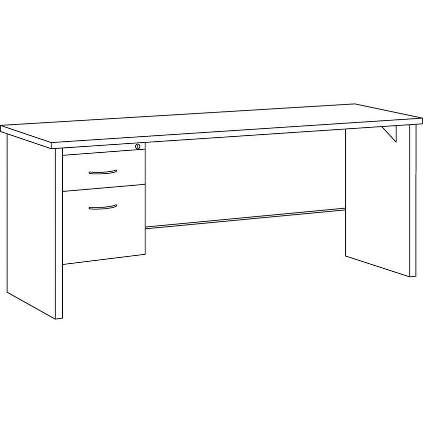 Lorell Fortress Modular Series Left - Pedestal Credenza with Laminate Top and Industrial Grade Black Steel Construction 72"W x 24"D (LLR - LLR7916X - 7224) - SchoolOutlet