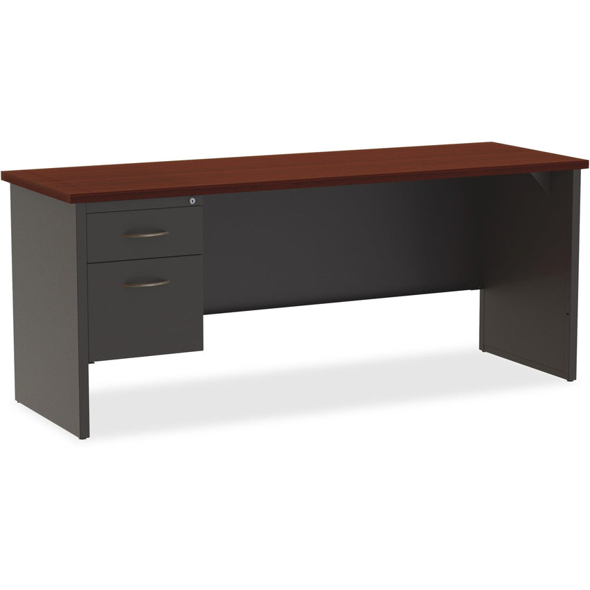 Lorell Fortress Modular Series Left - Pedestal Credenza with Laminate Top and Industrial Grade Black Steel Construction 72"W x 24"D (LLR - LLR7916X - 7224) - SchoolOutlet
