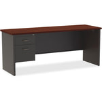 Lorell Fortress Modular Series Left - Pedestal Credenza with Laminate Top and Industrial Grade Black Steel Construction 72