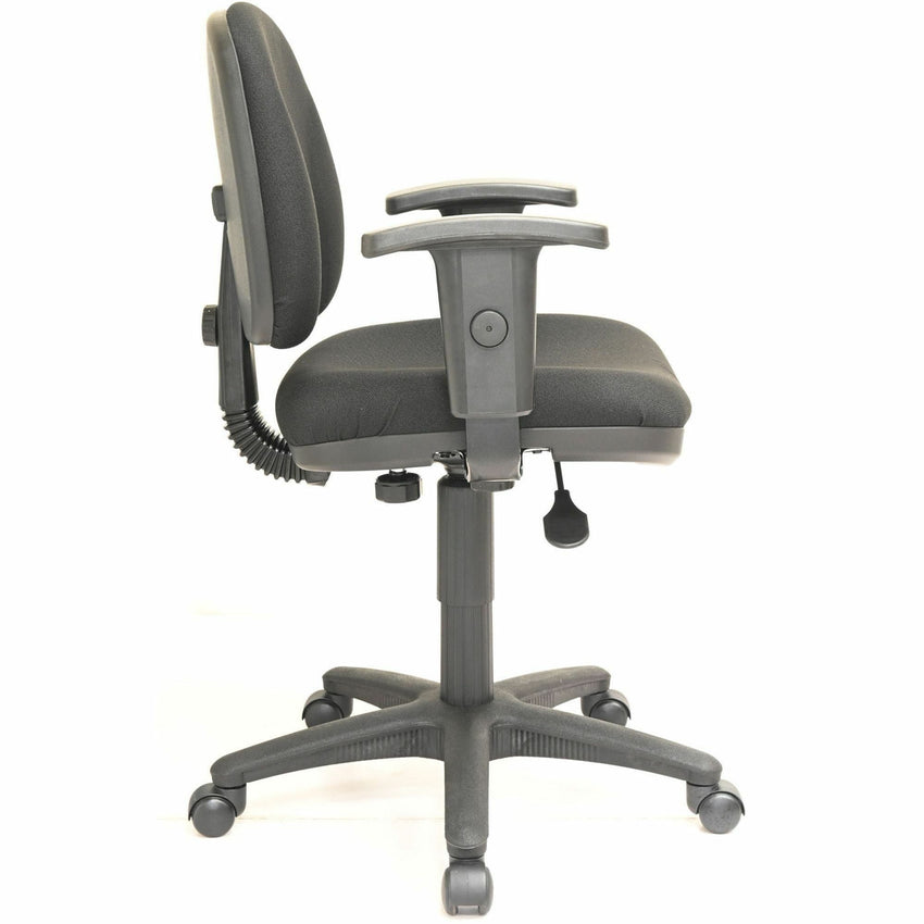 Lorell Millenia Series Pneumatic Adjustable Task Chair Black with Molded Seat and Adjustable Arms 17.30 - 22.40 "H (LLR - LLR8000X) - SchoolOutlet