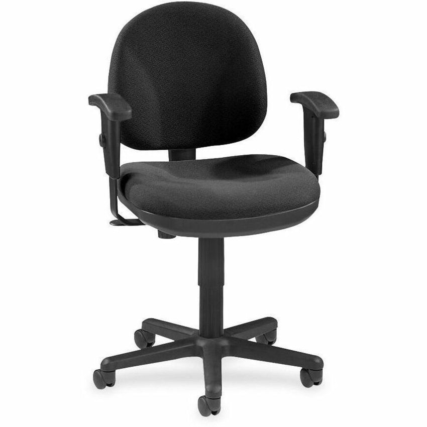 Lorell Millenia Series Pneumatic Adjustable Task Chair Black with Molded Seat and Adjustable Arms 17.30 - 22.40 "H (LLR - LLR8000X) - SchoolOutlet