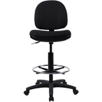 Lorell Millenia Series Adjustable Task Stool with Back Black Drafting Chair with Footring 23.60 - 33.90 
