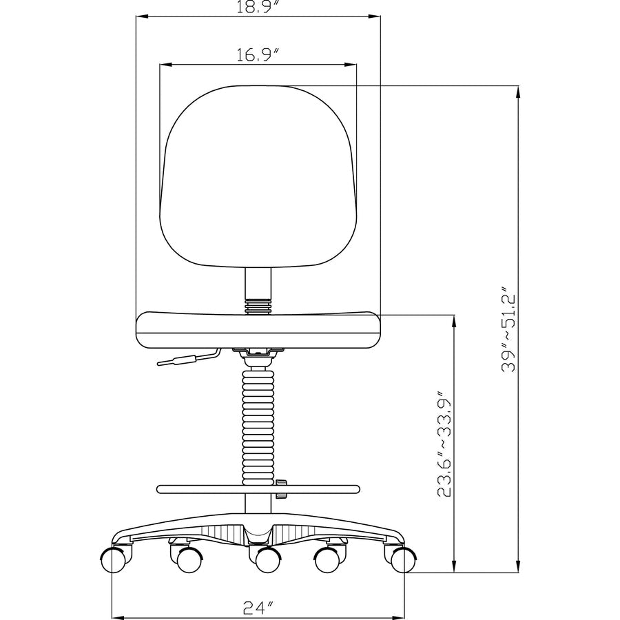 Lorell Millenia Series Adjustable Task Stool with Back Black Drafting Chair with Footring 23.60 - 33.90 "H (LLR - LLR800XX) - SchoolOutlet