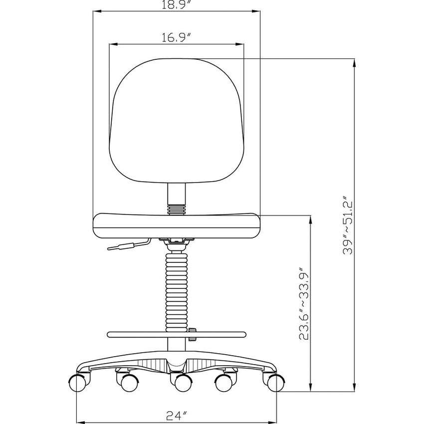 Lorell Millenia Series Adjustable Task Stool with Back Black Drafting Chair with Footring 23.60 - 33.90 "H (LLR - LLR800XX) - SchoolOutlet