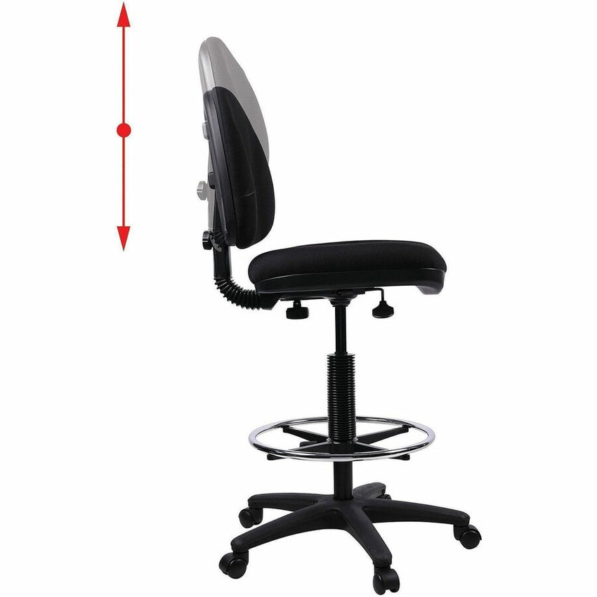 Lorell Millenia Series Adjustable Task Stool with Back Black Drafting Chair with Footring 23.60 - 33.90 "H (LLR - LLR800XX) - SchoolOutlet