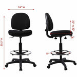 Lorell Millenia Series Adjustable Task Stool with Back Black Drafting Chair with Footring 23.60 - 33.90 