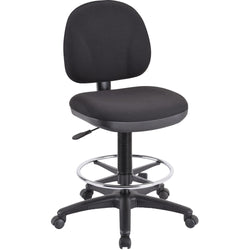 Lorell Millenia Series Adjustable Task Stool with Back Black Drafting Chair with Footring 23.60 - 33.90 "H (LLR-LLR800XX)