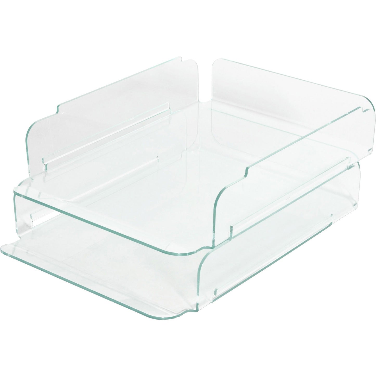 Lorell Acrylic Stacking Document Trays Clear Desktop Letter Organizer 2 - Pack (LLR - LLR80655) - SchoolOutlet