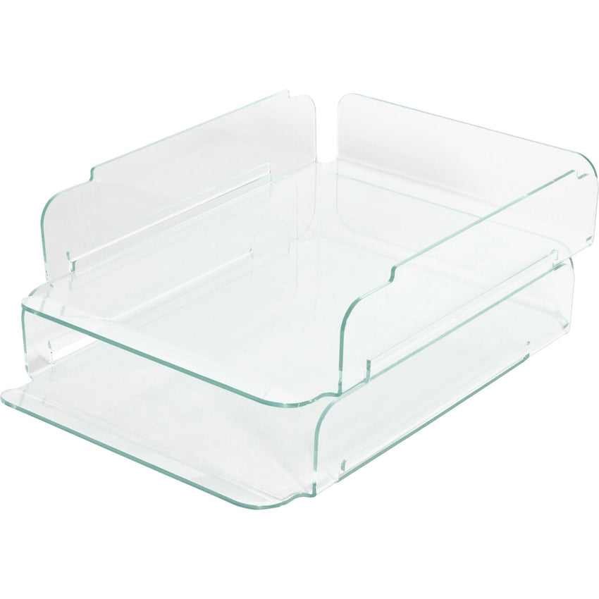 Lorell Acrylic Stacking Document Trays Clear Desktop Letter Organizer 2 - Pack (LLR - LLR80655) - SchoolOutlet