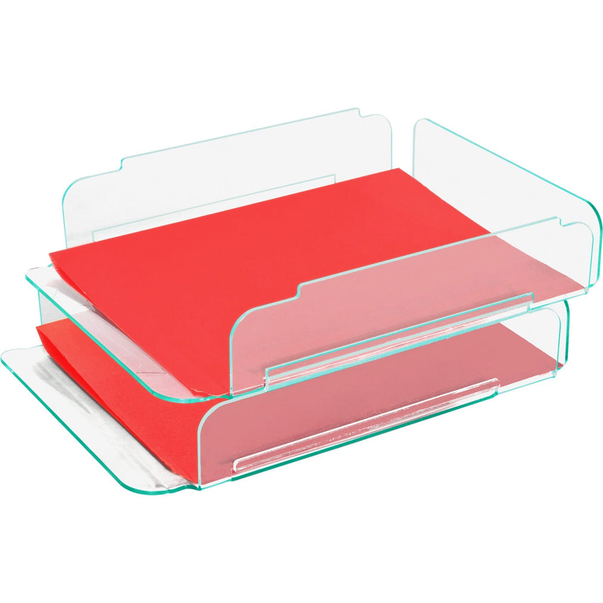 Lorell Acrylic Stacking Document Trays Clear Desktop Letter Organizer 2 - Pack (LLR - LLR80655) - SchoolOutlet