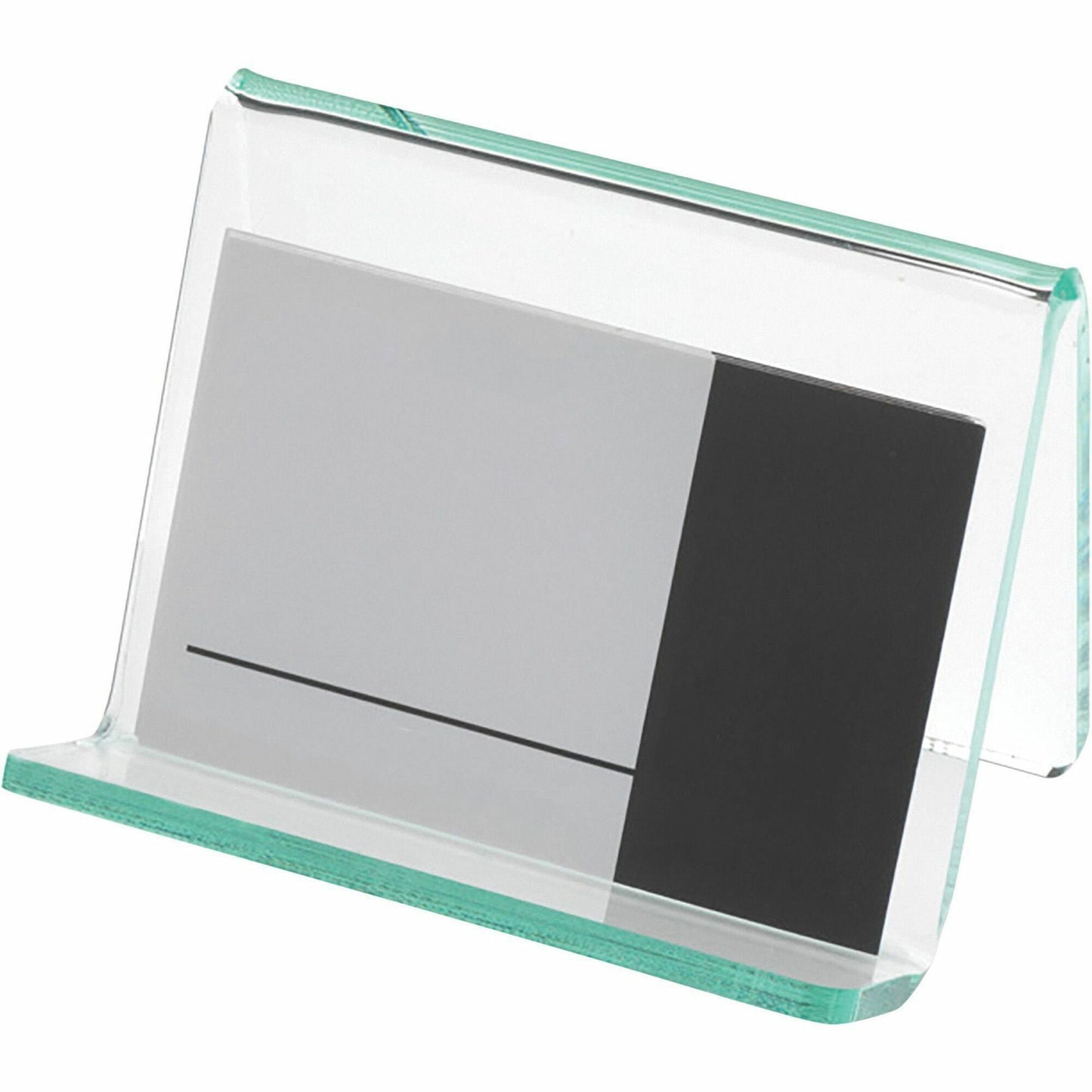 Lorell Acrylic Business Card Holder Clear with Green - Tinted Edges (LLR - LLR80657) - SchoolOutlet