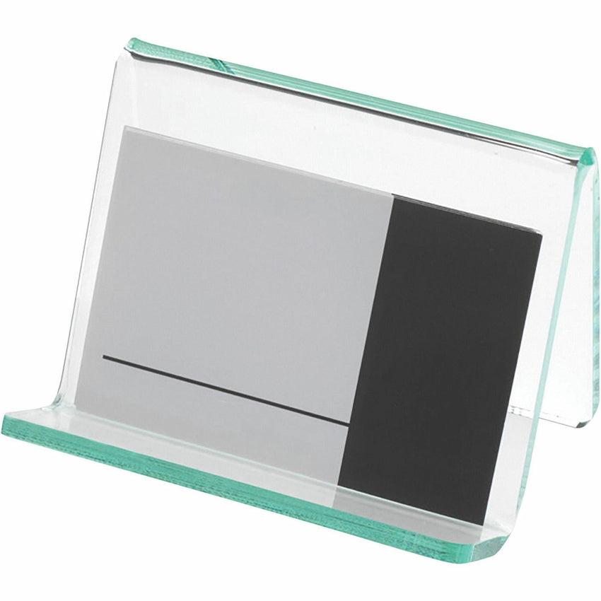 Lorell Acrylic Business Card Holder Clear with Green - Tinted Edges (LLR - LLR80657) - SchoolOutlet