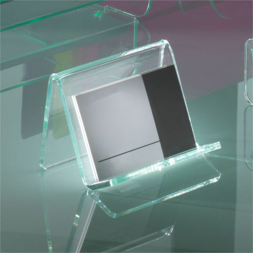 Lorell Acrylic Business Card Holder Clear with Green - Tinted Edges (LLR - LLR80657) - SchoolOutlet