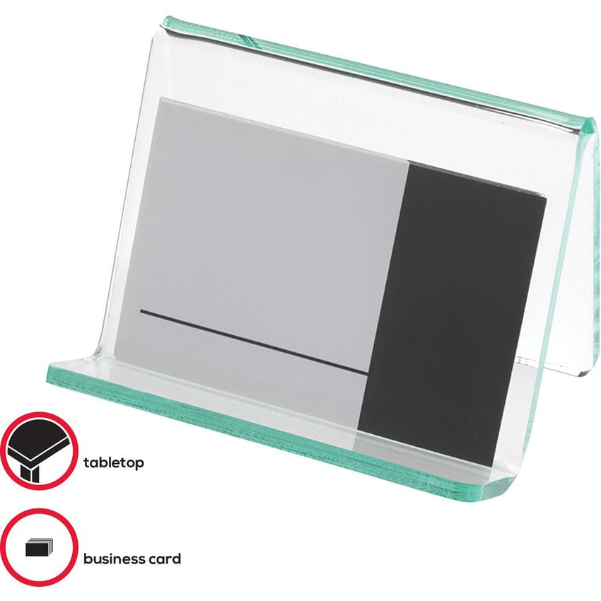 Lorell Acrylic Business Card Holder Clear with Green - Tinted Edges (LLR - LLR80657) - SchoolOutlet